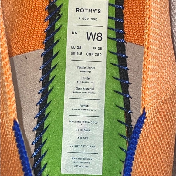 Rothy’s Tangerine Flats, with blue trim on back SZ 8 EUC - Picture 9 of 11